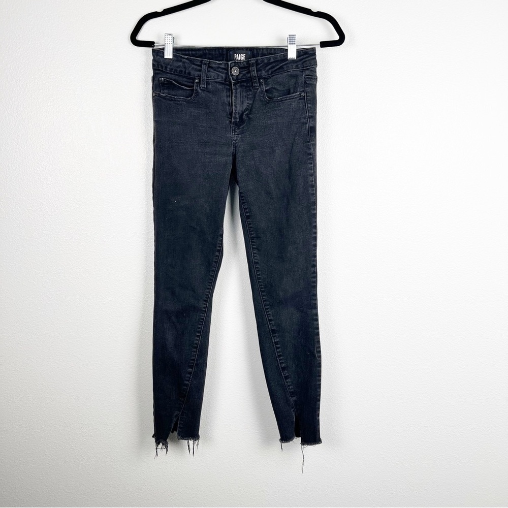 Paige Skinny Jeans Black Raw Hem Sz 26